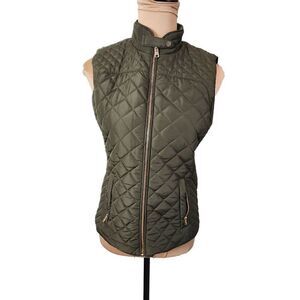 Quinn Olive Green Quilted Vest, Small